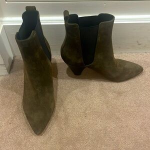 Veronica Beard Chelsea Olive Suede Boots